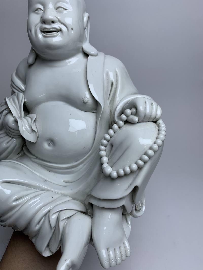 清 德化窑弥勒坐像（带木座） - 图7