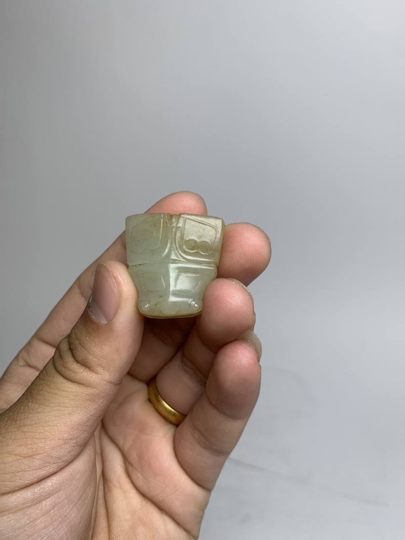 明 白玉兽面形珮 - 图4