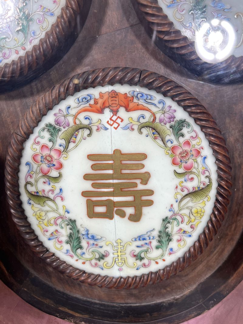 清中期 洋彩福禄寿喜报三元挂屏 - 图5