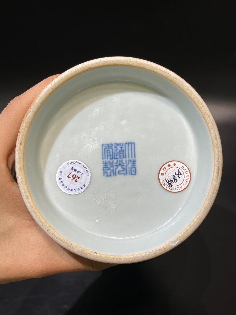 清道光 茄皮紫釉橄榄瓶 - 图12