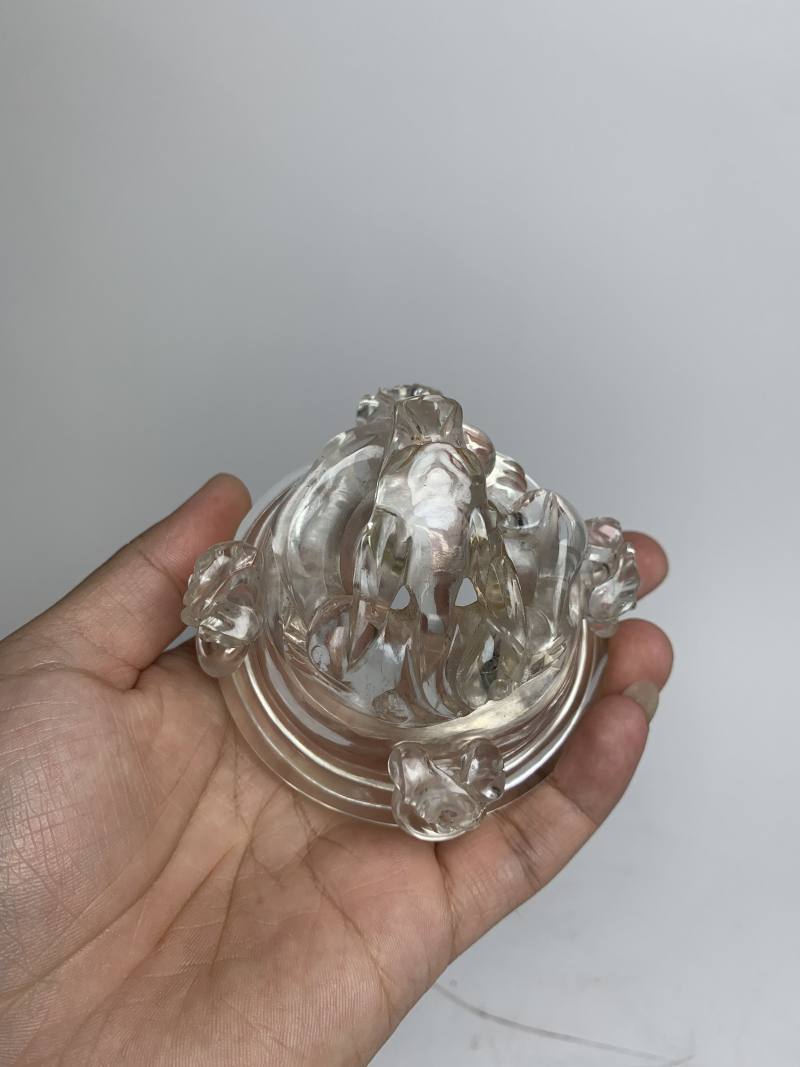 清中期 水晶龙钮活环耳三足炉 - 图7