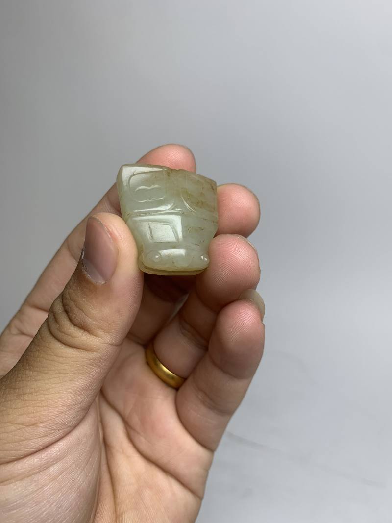 明 白玉兽面形珮 - 图5