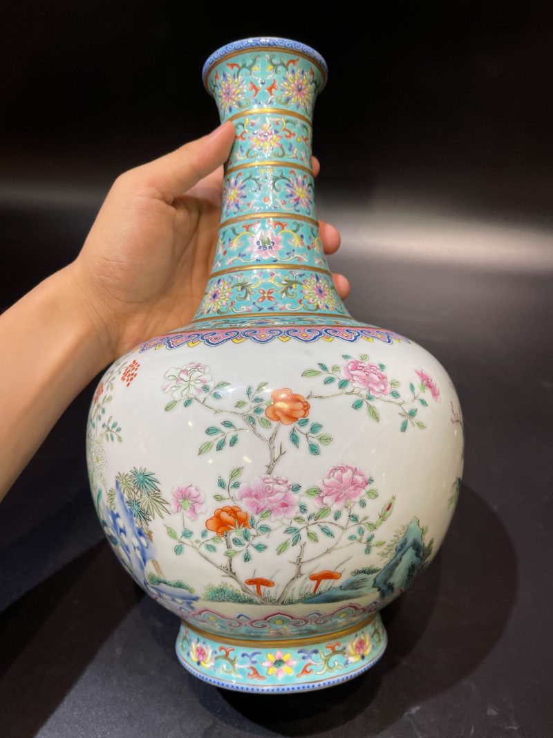 清嘉庆 翡翠地洋彩三羊开泰尊 - 图12
