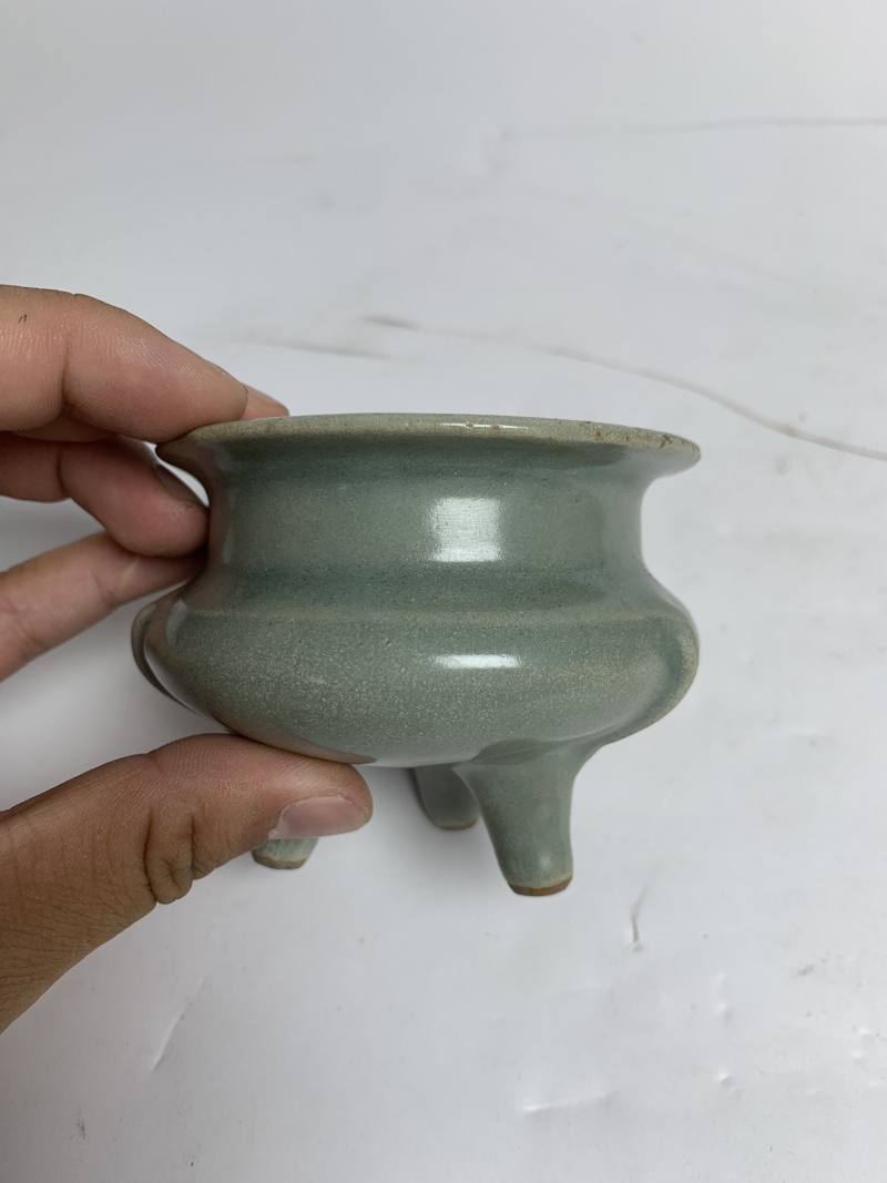 清 龙泉青釉鬲式炉 - 图4
