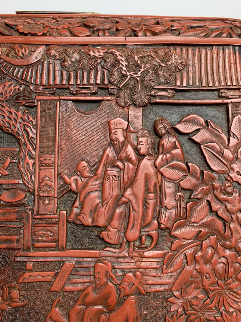明 “黄成造”款剔红郭子仪祝寿图箱 - 图10