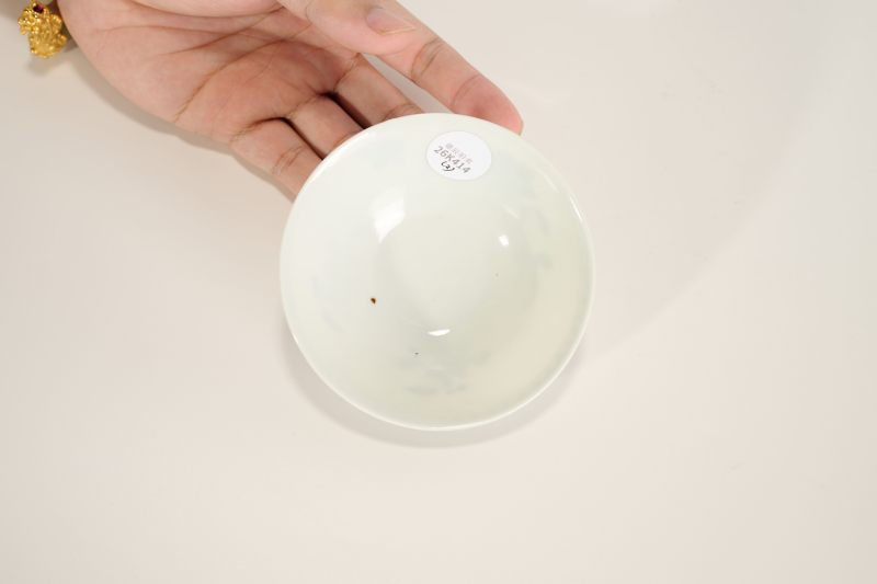Lot816 清光绪 青花蚕桑纹斗笠碗一对 - 图4