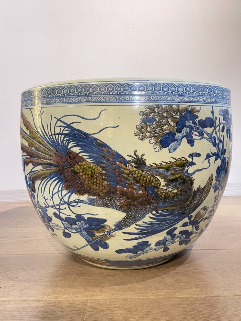 清中期 青花釉里红牡丹锦鸡图大缸 - 图2