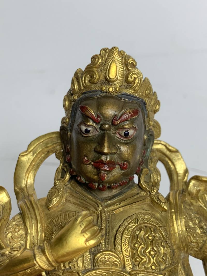 清乾隆 铜鎏金财宝天王坐像 - 图5