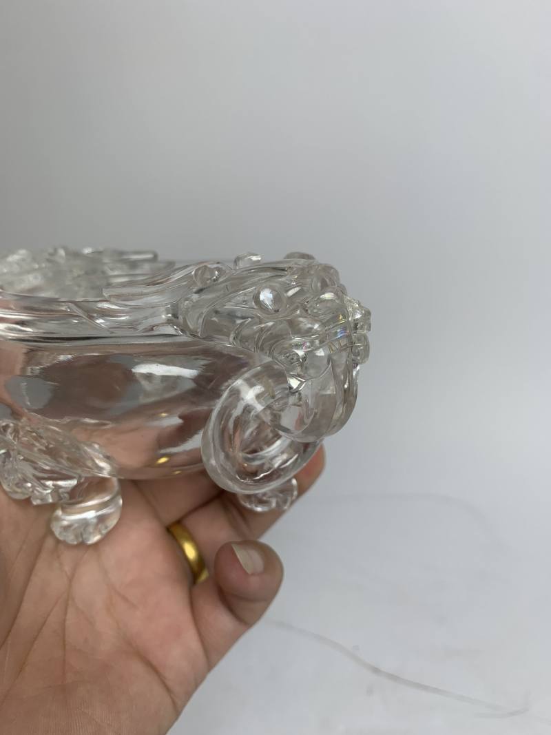清中期 水晶龙钮活环耳三足炉 - 图9