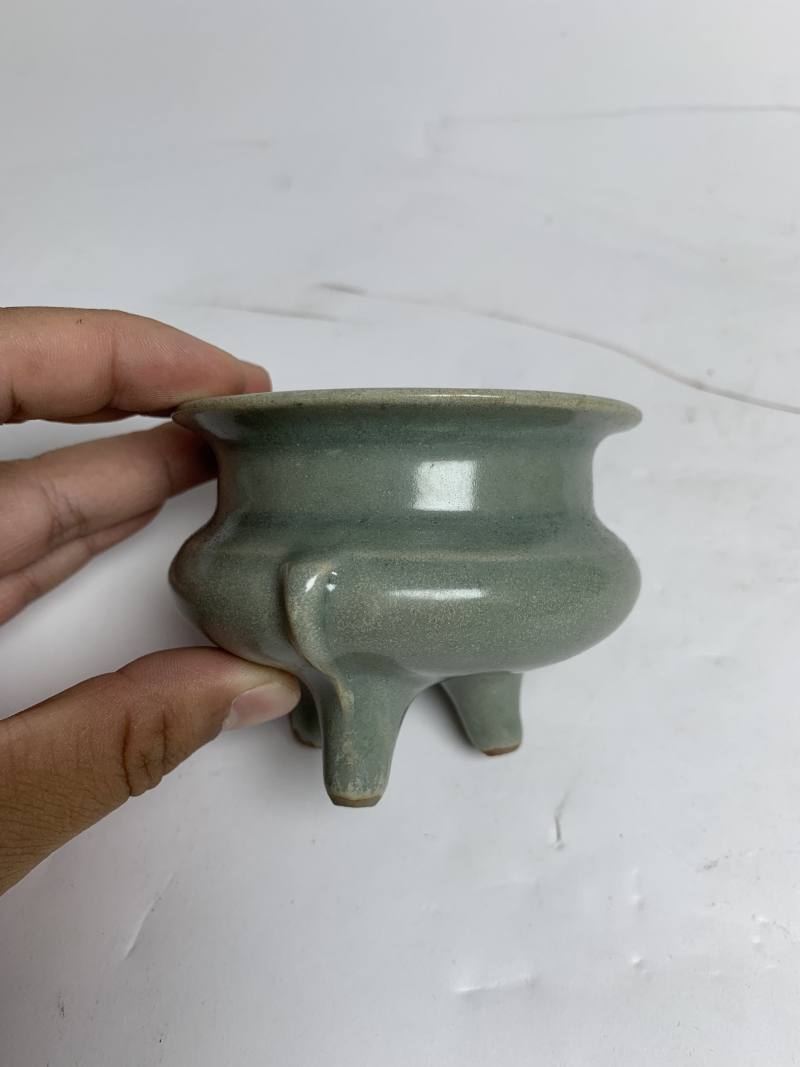清 龙泉青釉鬲式炉 - 图5