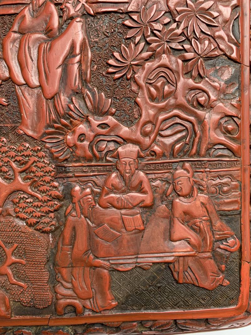 明 “黄成造”款剔红郭子仪祝寿图箱 - 图11