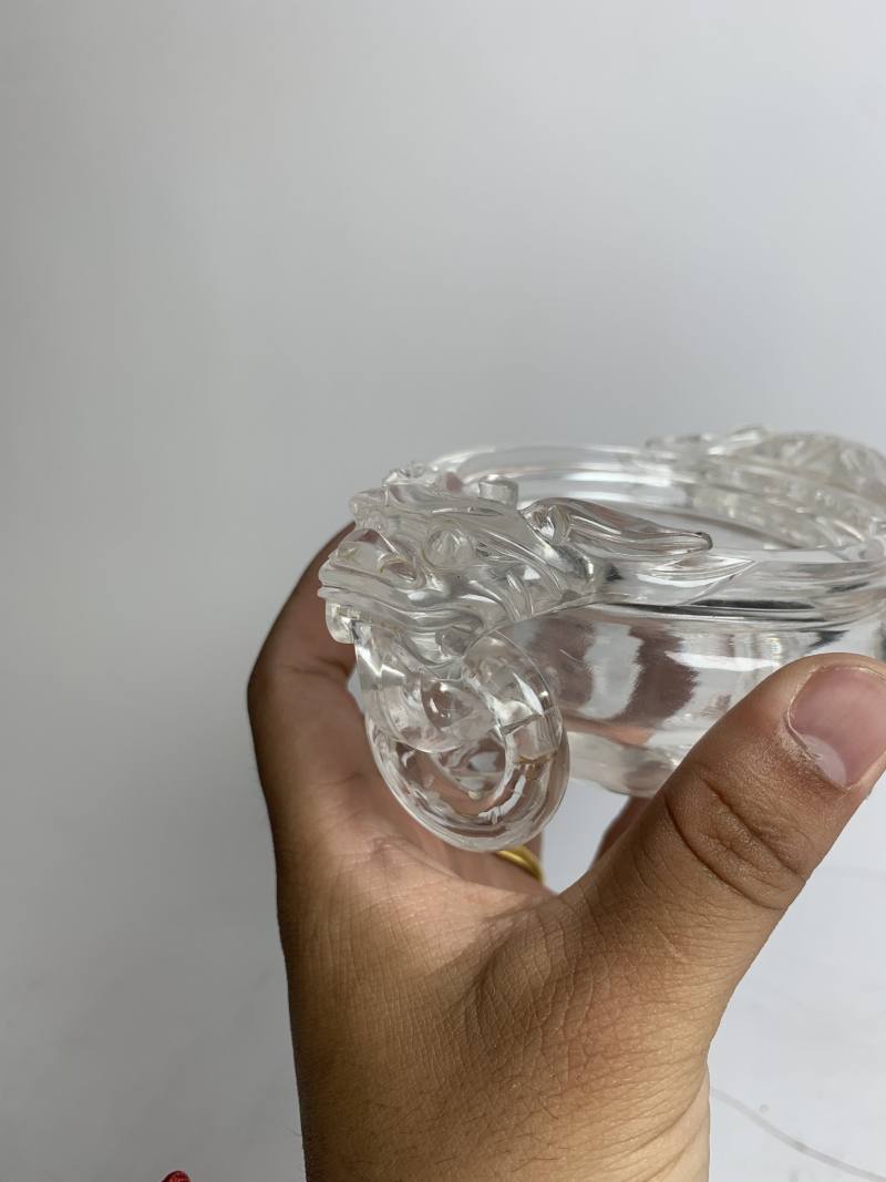 清中期 水晶龙钮活环耳三足炉 - 图10
