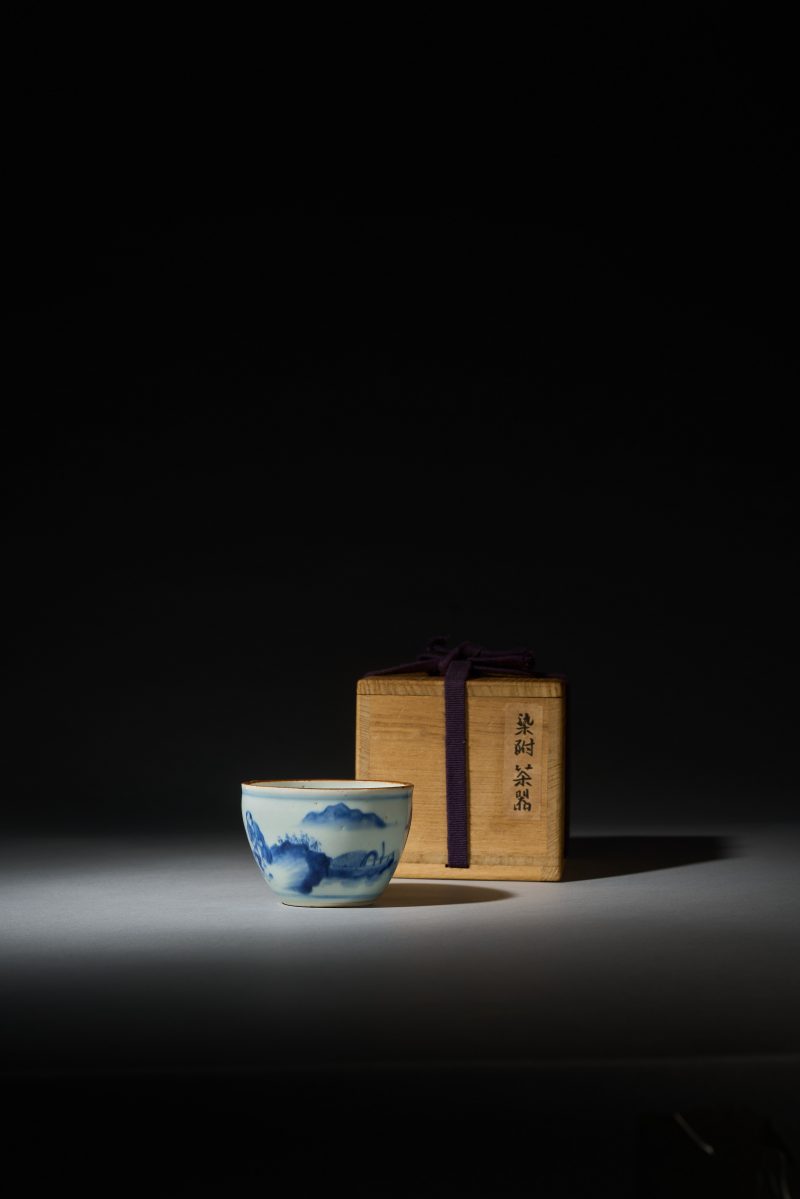 明崇祯 青花高士图小案缸 - 图2