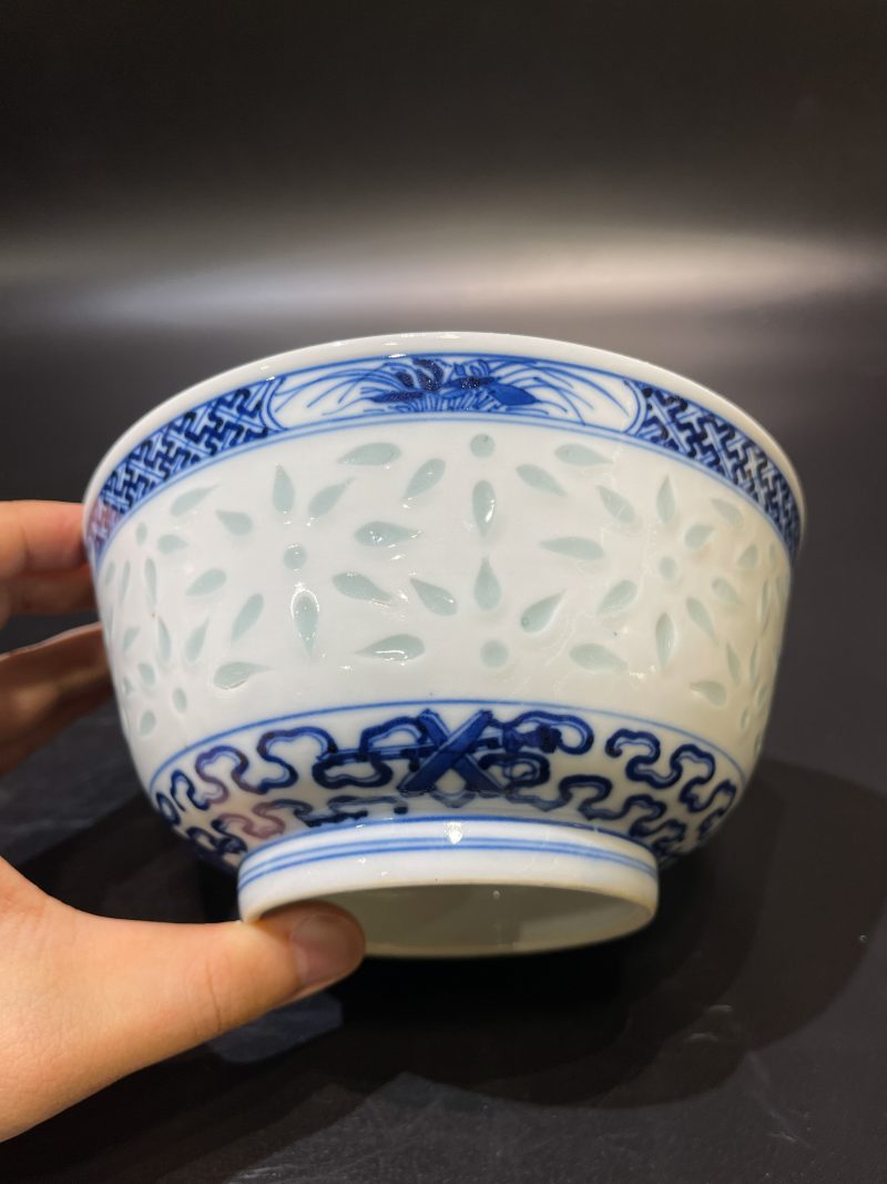 清光绪 青花云龙纹玲珑碗 - 图5
