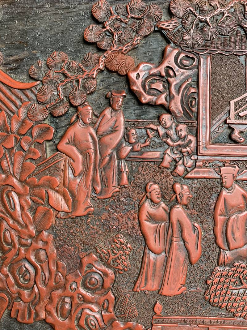 明 “黄成造”款剔红郭子仪祝寿图箱 - 图12