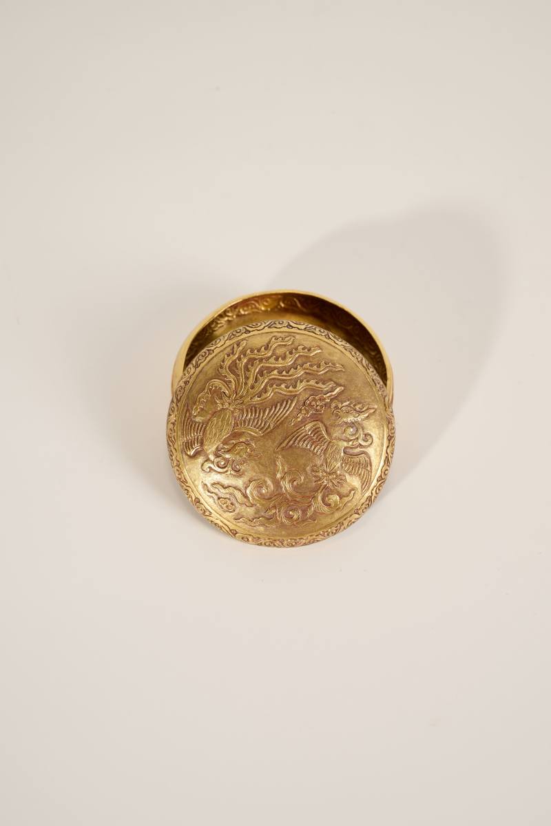 Lot936 明 金双凤纹粉盒 - 图4