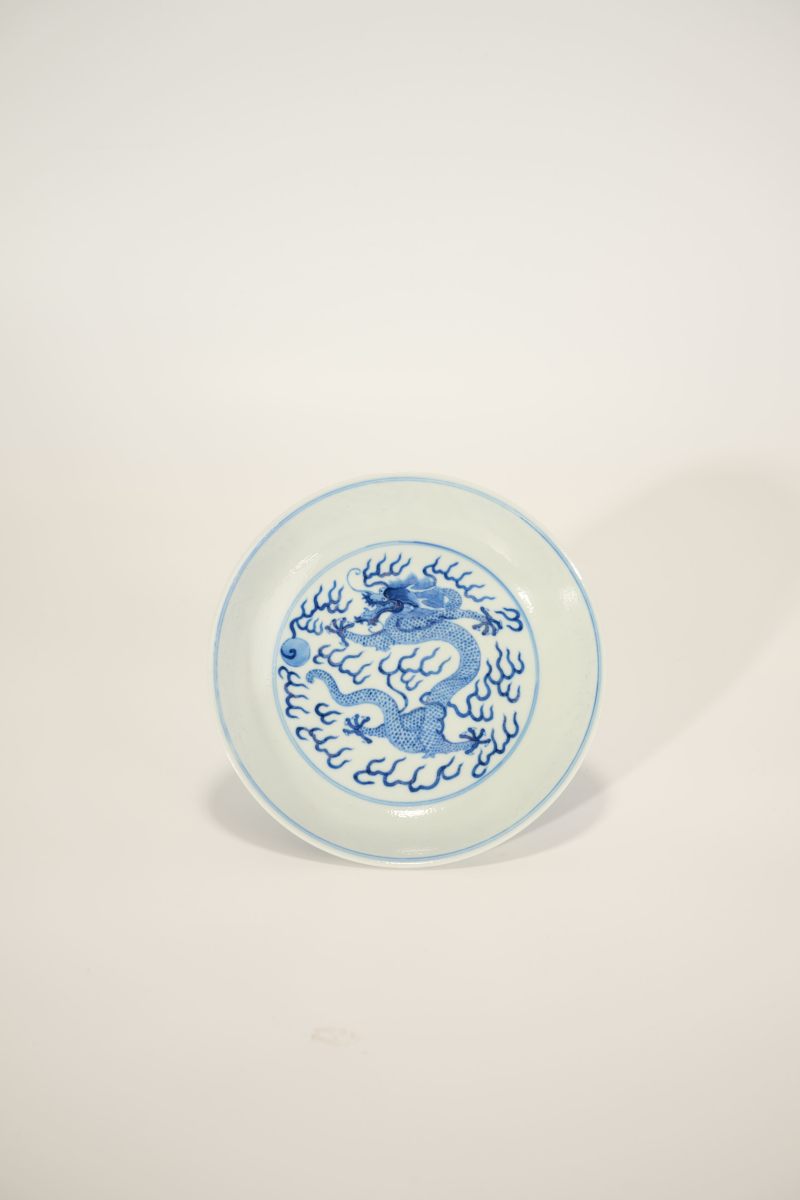 Lot842 清光绪 青花龙纹盘 - 图2