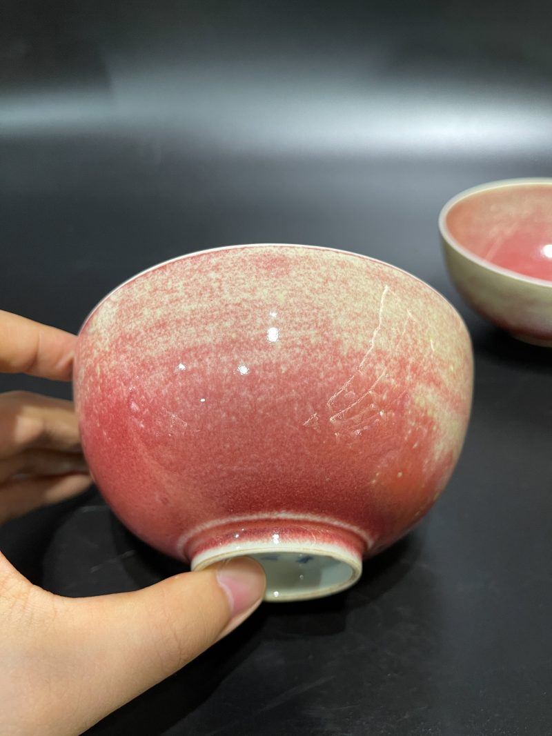 清 豇豆红釉碗一对 - 图4