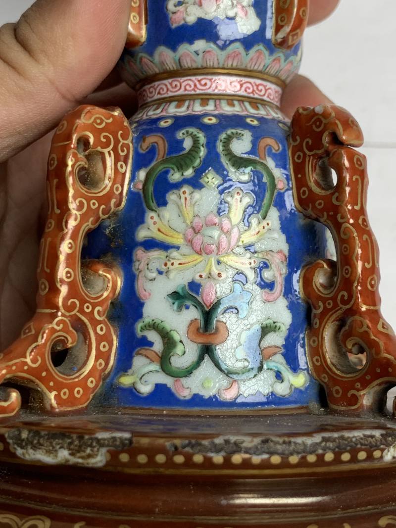 清乾隆 粉彩宝相花卉纹帽架 - 图4