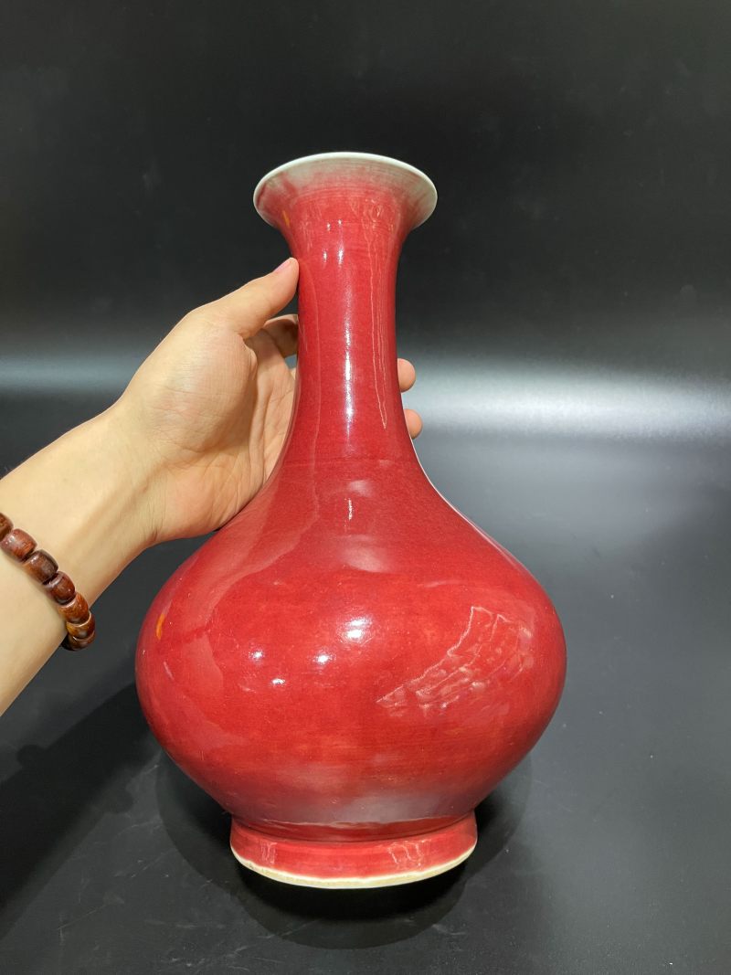 清乾隆 霁红釉荸荠瓶 - 图3