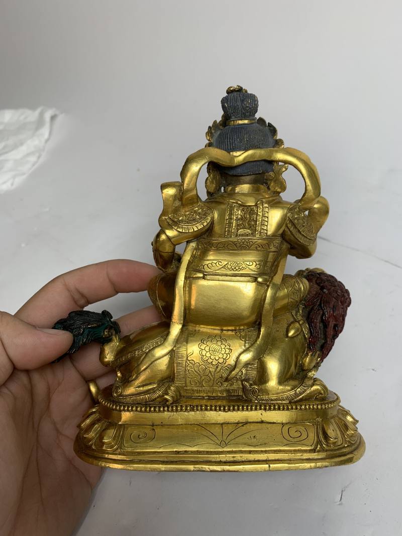 清乾隆 铜鎏金财宝天王坐像 - 图8