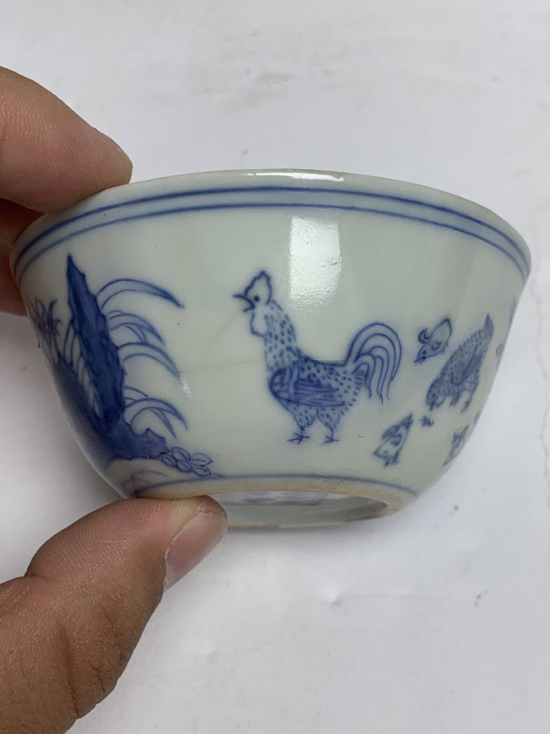 明成化 青花鸡缸杯 - 图6