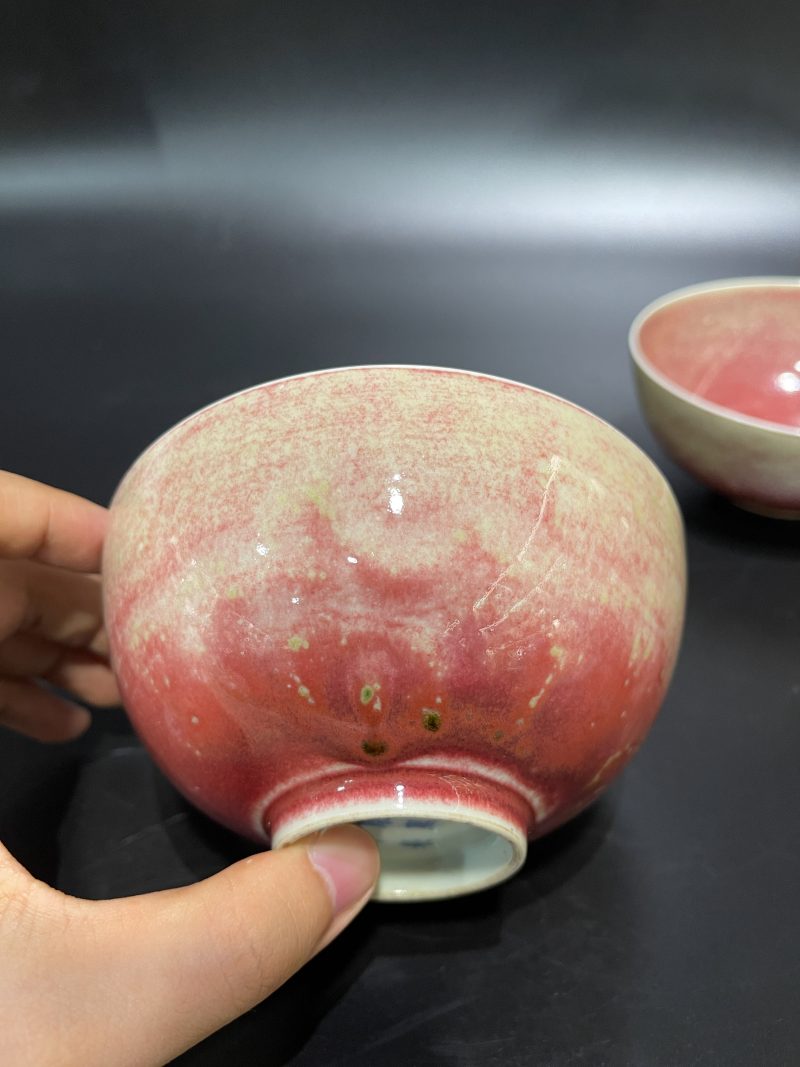 清 豇豆红釉碗一对 - 图5