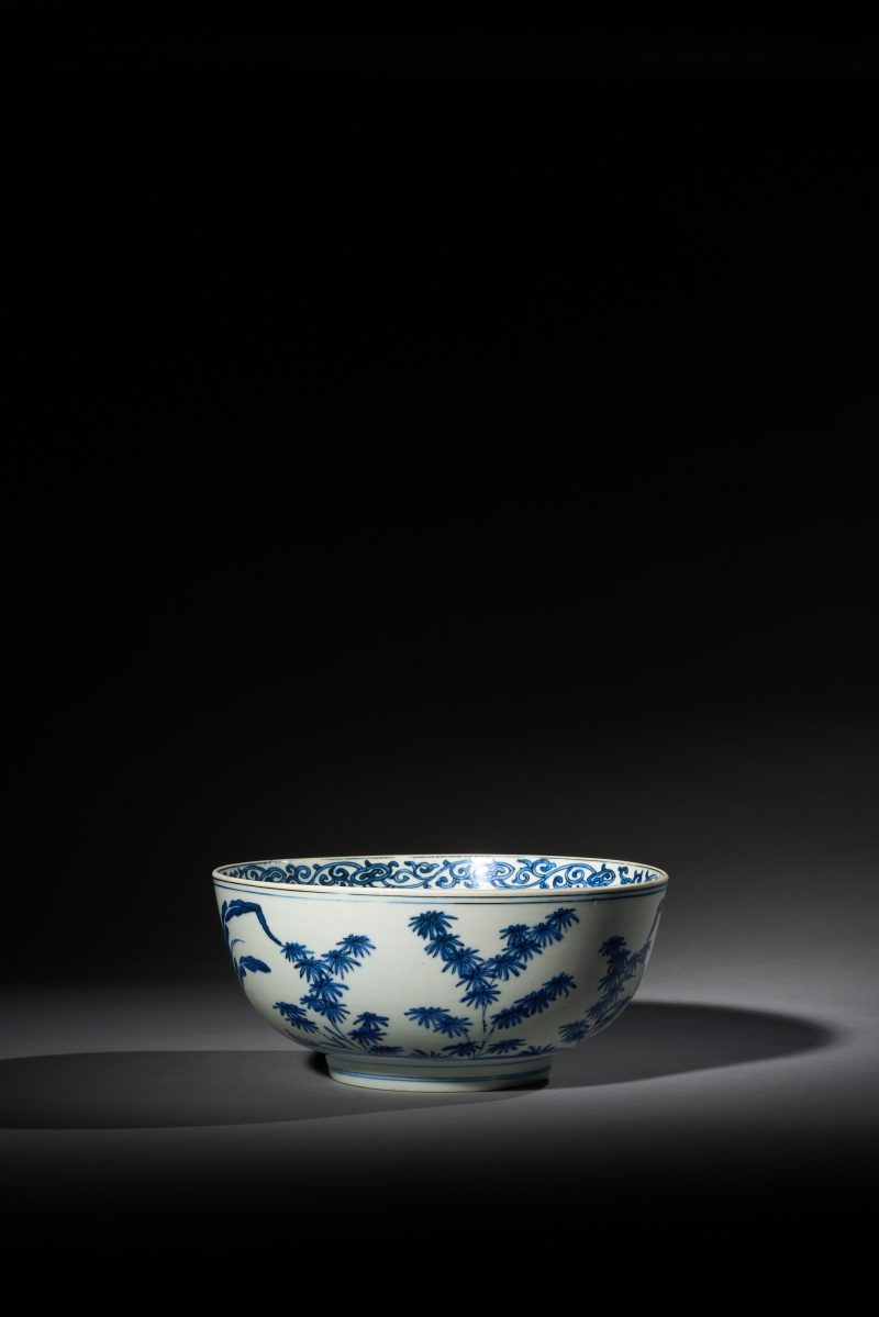 明万历 青花花卉瑞果纹大碗 - 图2