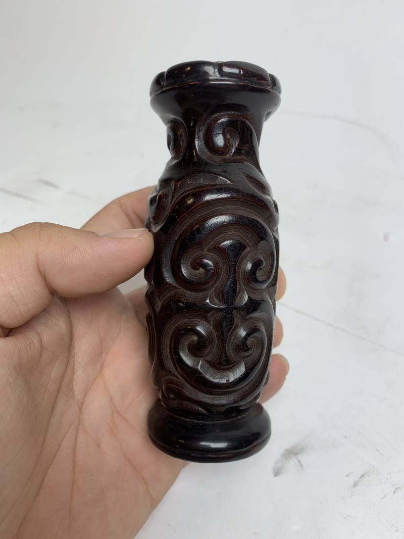 明 剔犀如意云头纹香瓶 - 图4