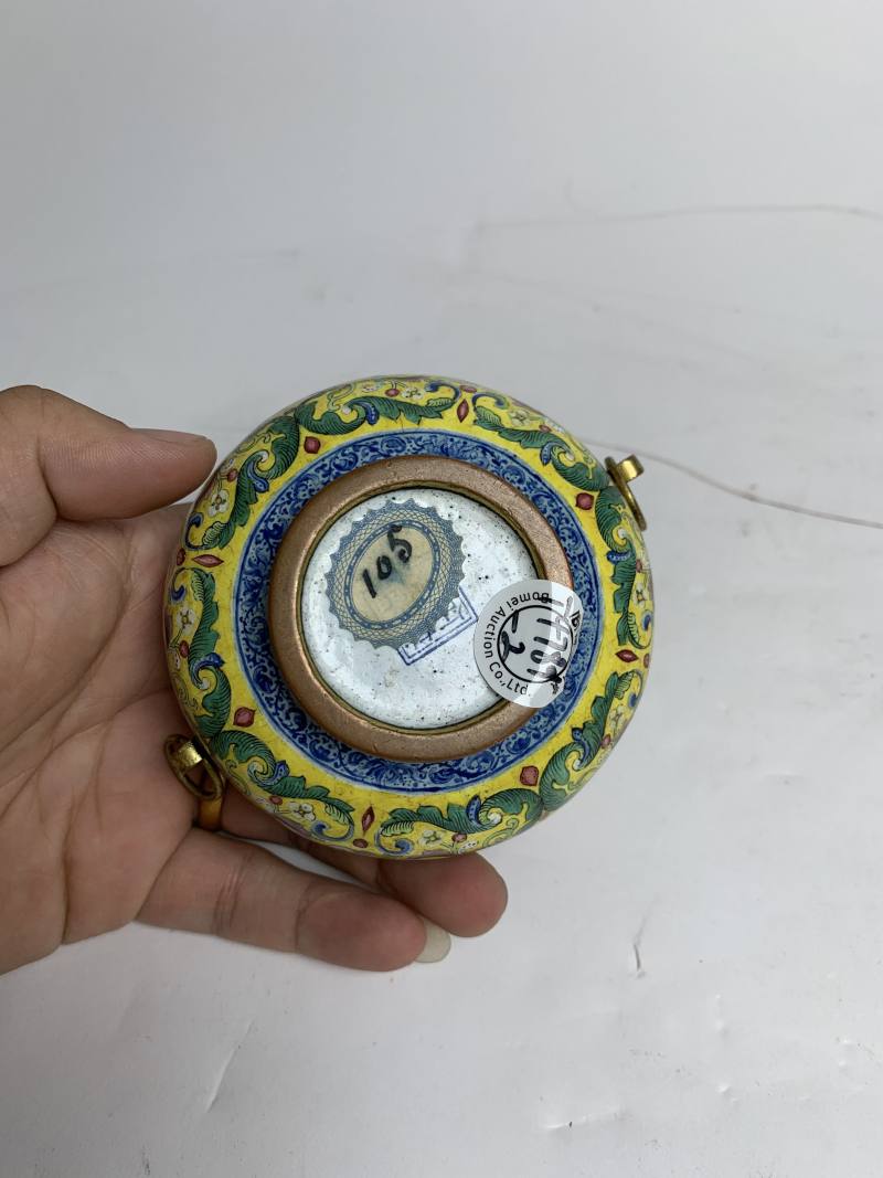 清乾隆 铜胎画珐琅西洋人物图活环耳水丞 - 图7