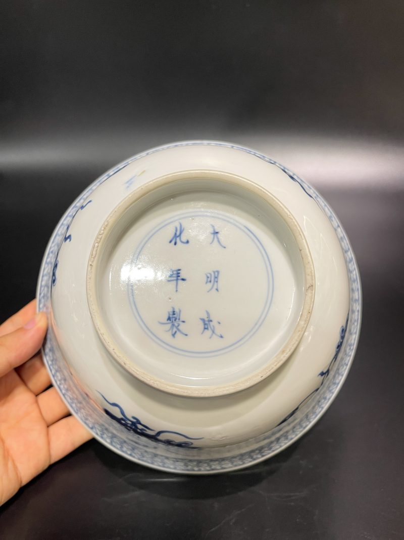 清康熙 青花一束莲纹大碗 - 图9