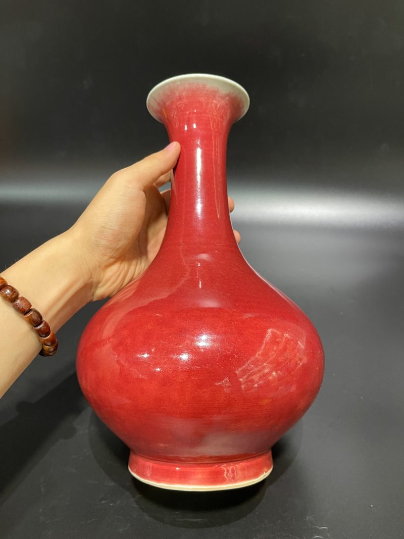 清乾隆 霁红釉荸荠瓶 - 图5