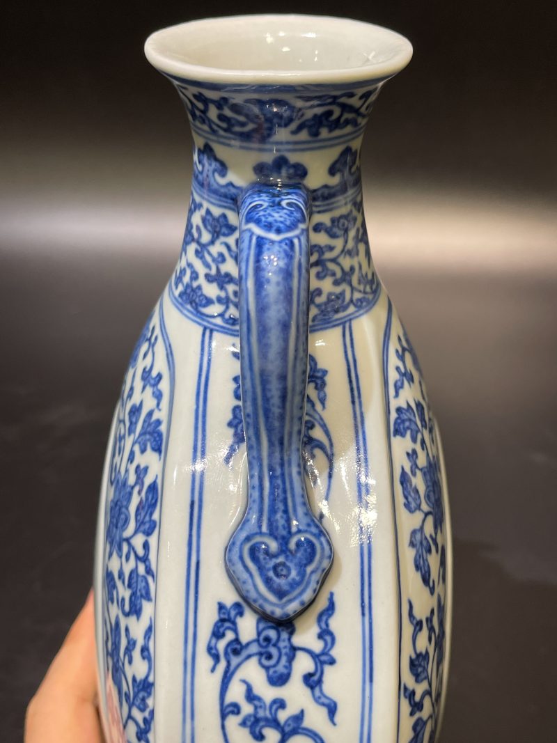 清 青花缠枝莲开光福寿纹杏圆抱月瓶 - 图10