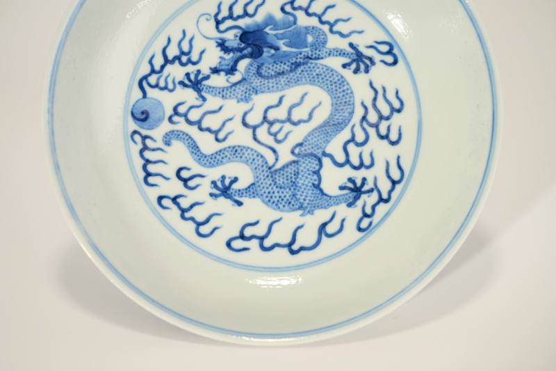 Lot842 清光绪 青花龙纹盘 - 图4