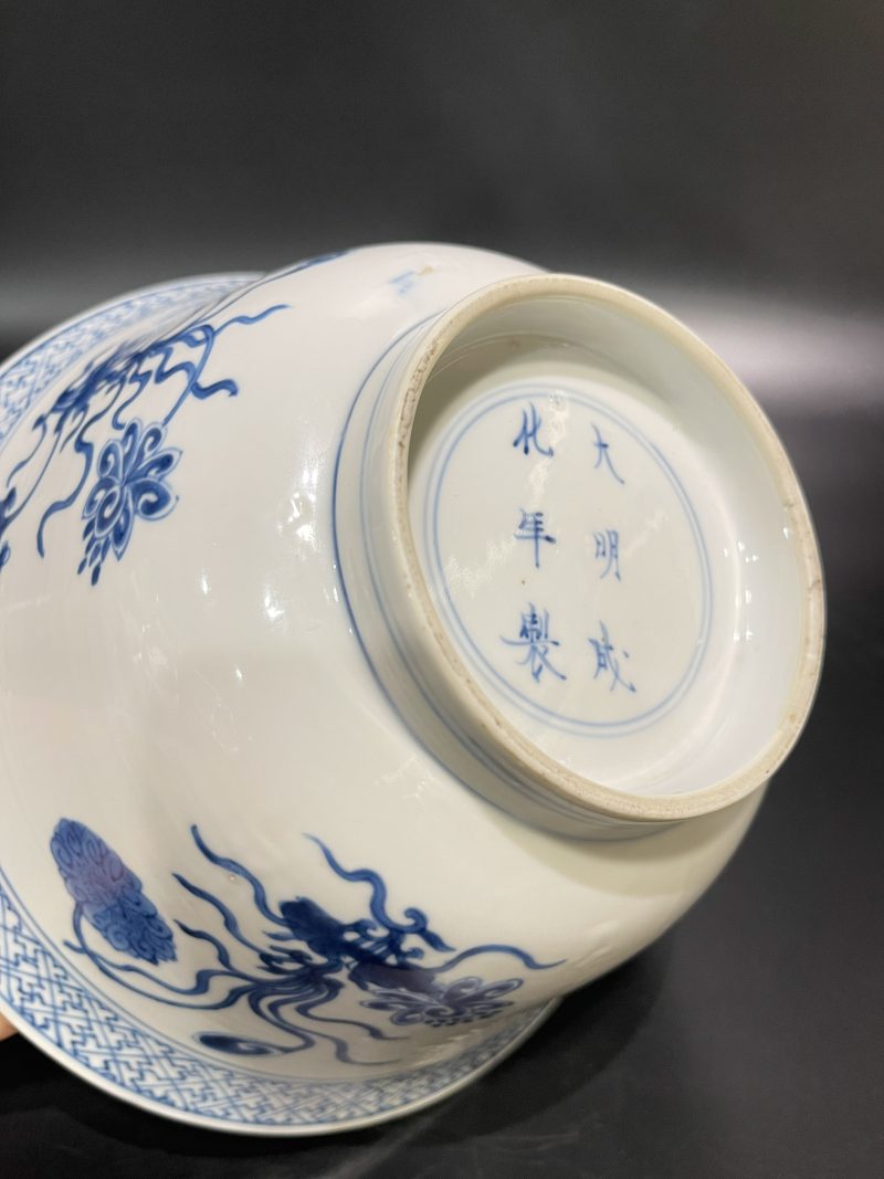 清康熙 青花一束莲纹大碗 - 图10