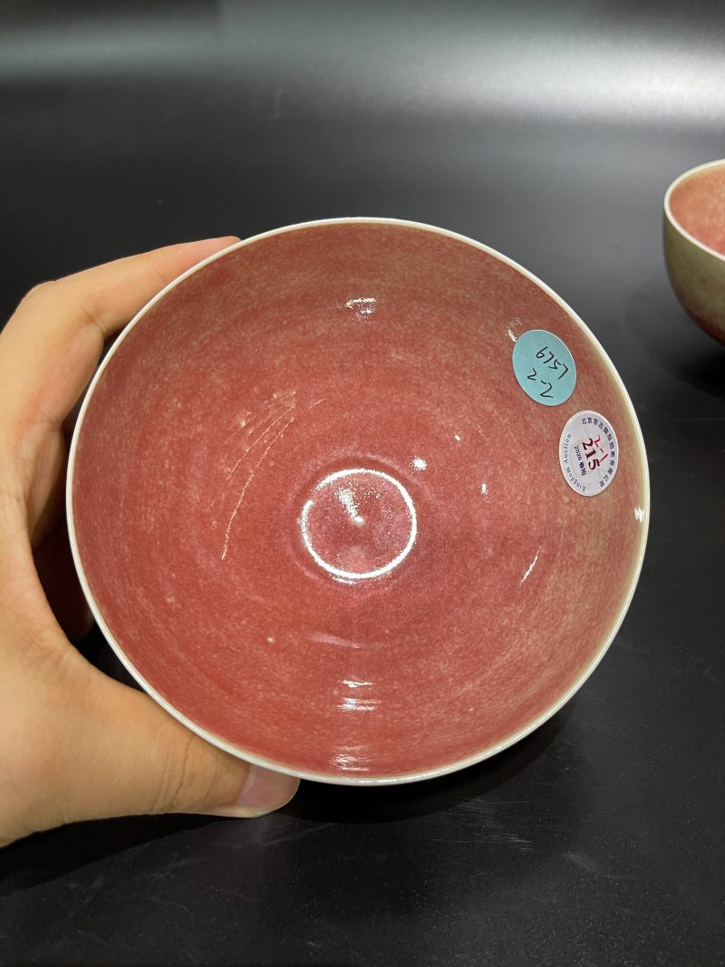 清 豇豆红釉碗一对 - 图7