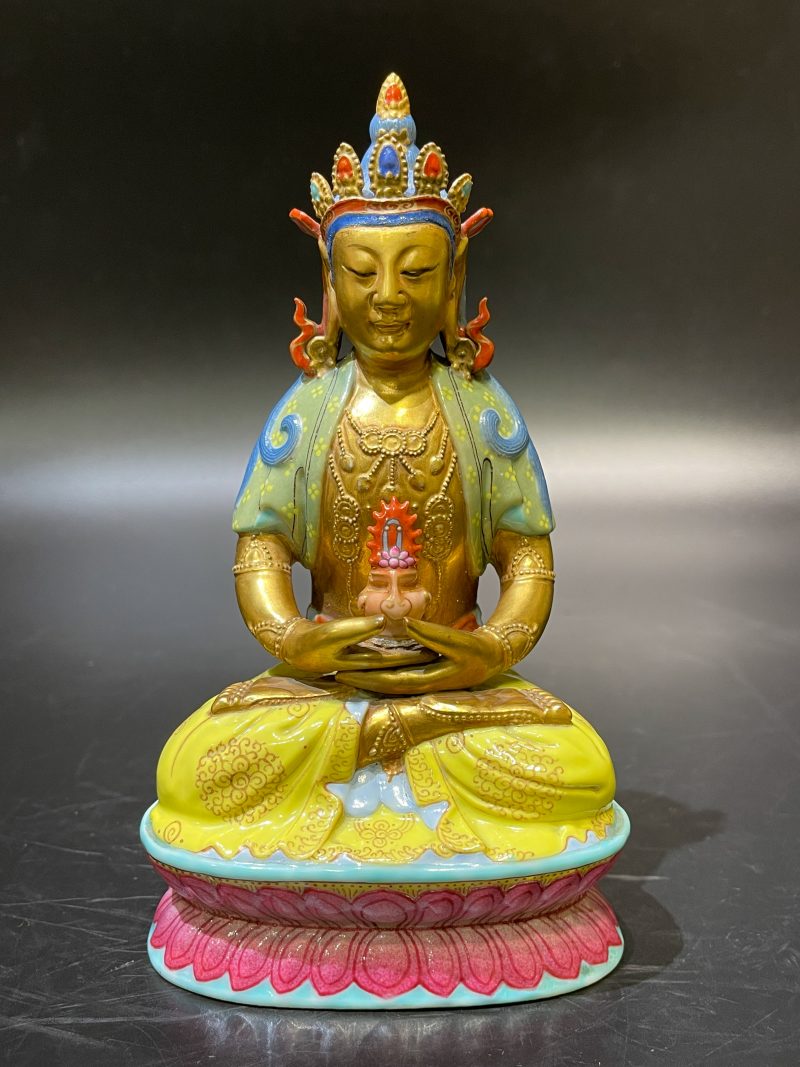 清乾隆 粉彩描金无量寿佛 - 图5