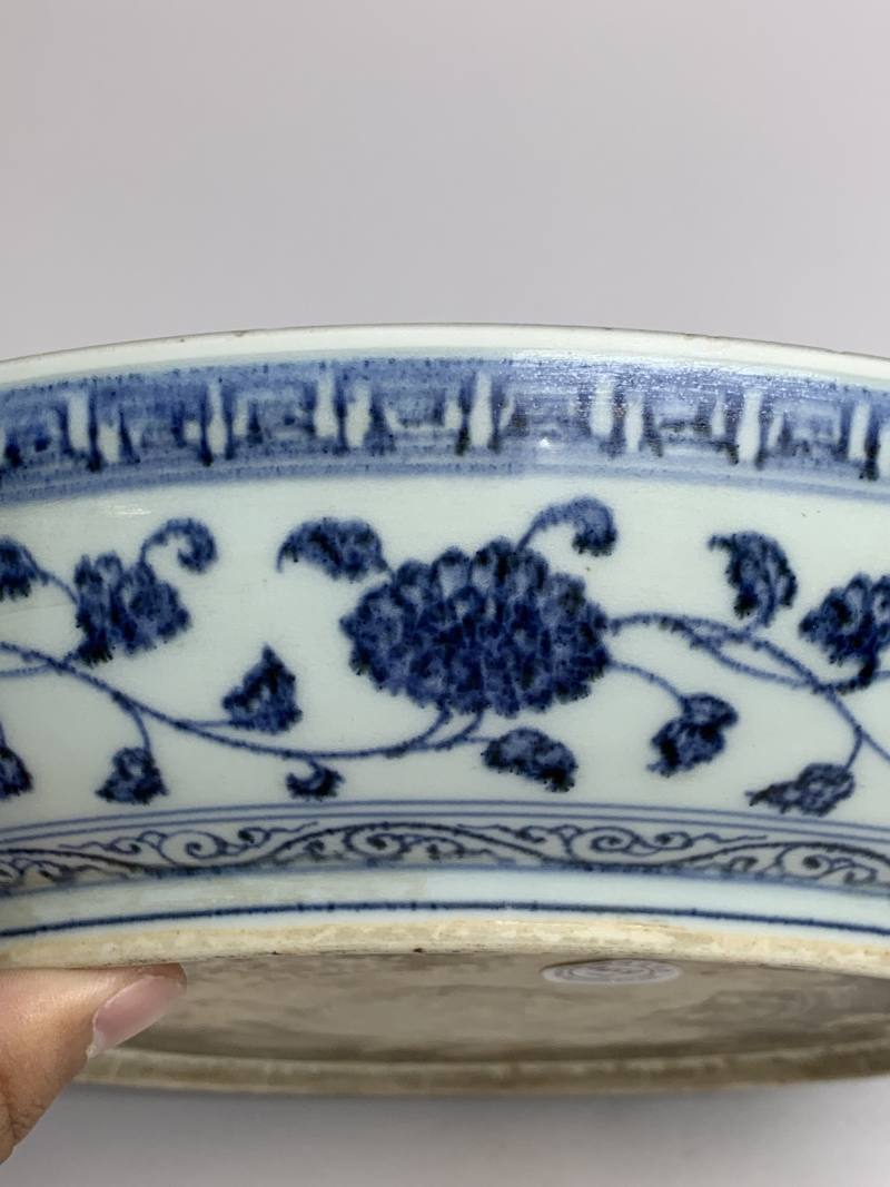 明 青花缠枝蕃莲纹盘 - 图8