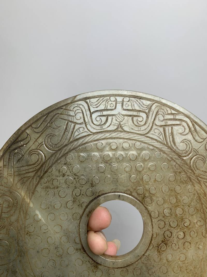 明 青玉兽面纹壁 - 图3