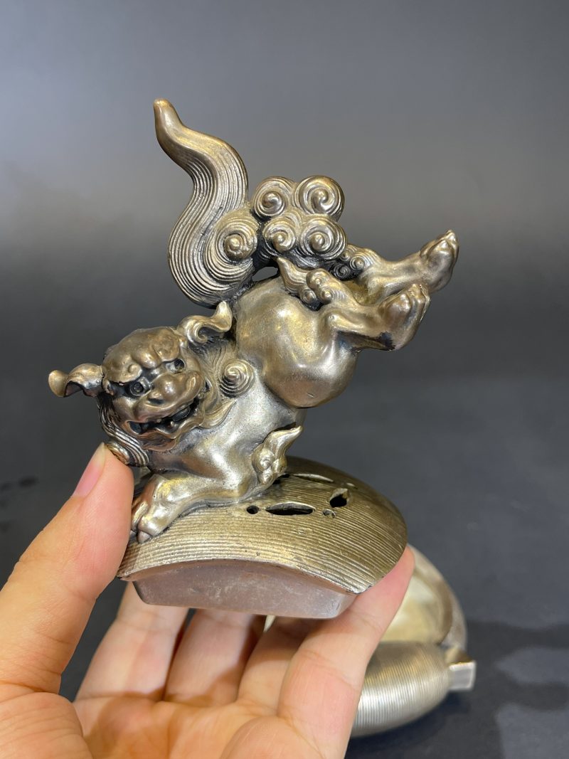 清 纯银狮子香薰 - 图4
