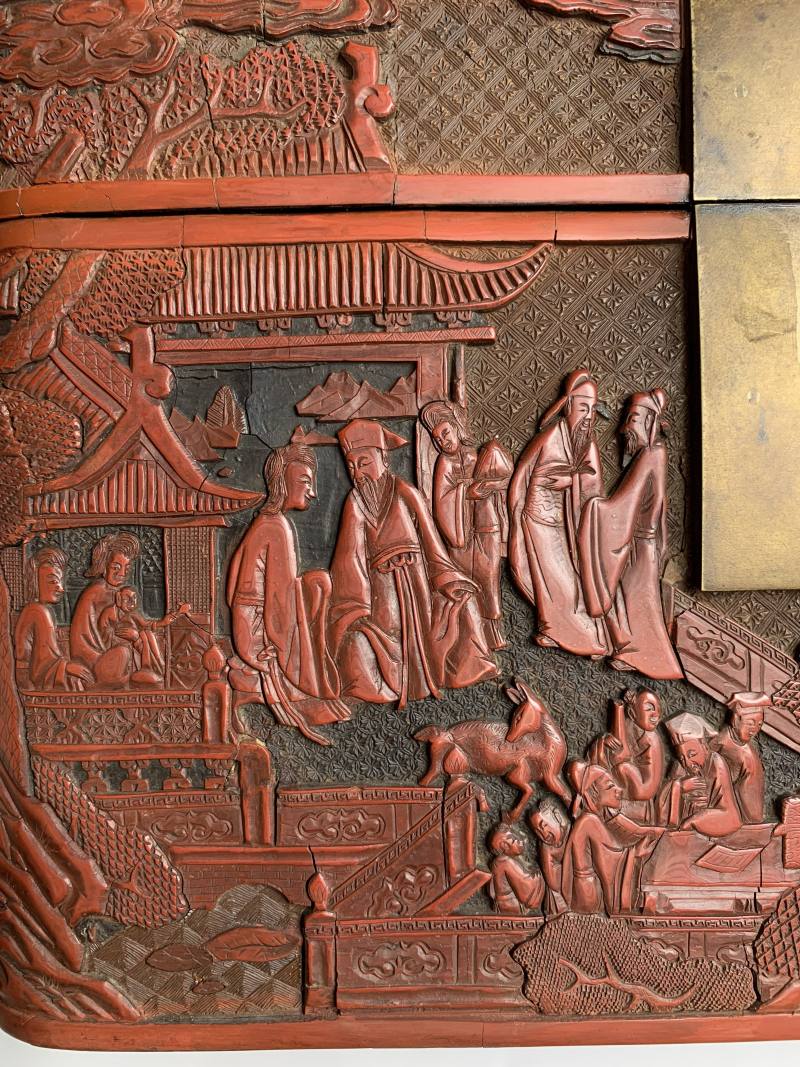 明 “黄成造”款剔红郭子仪祝寿图箱 - 图16