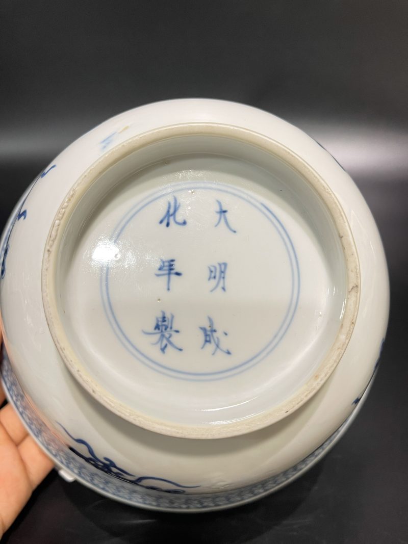 清康熙 青花一束莲纹大碗 - 图11