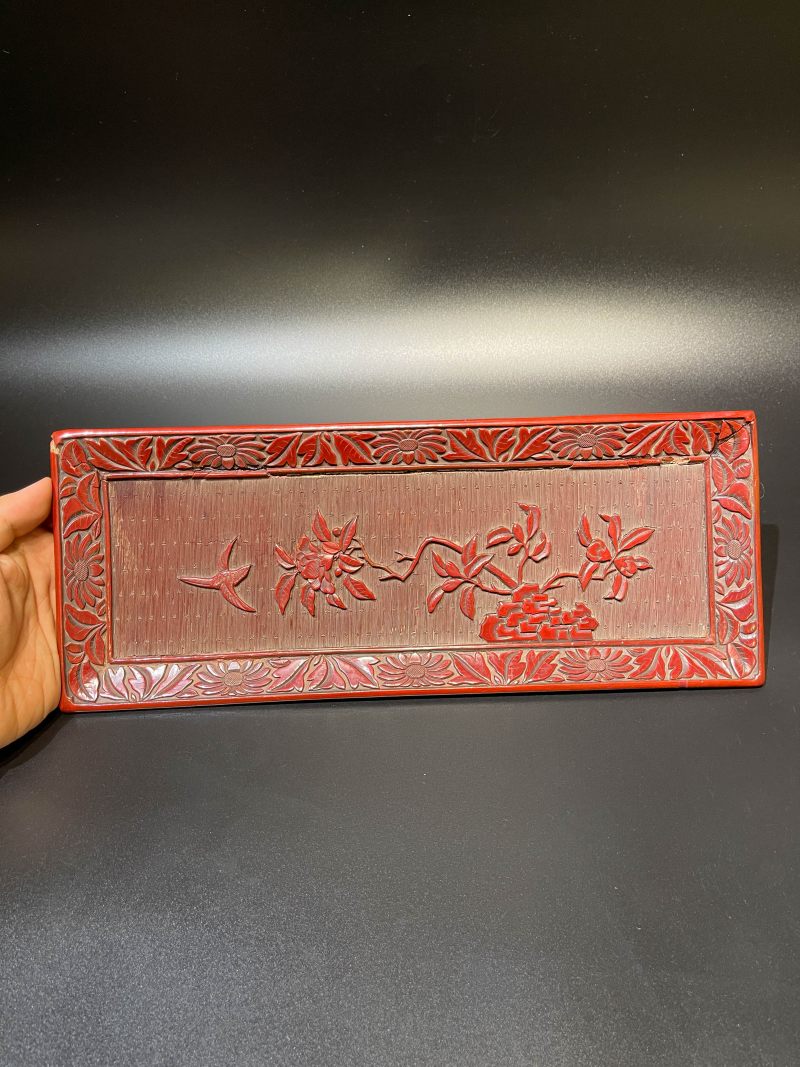 明 剔红小长方盘 - 图2