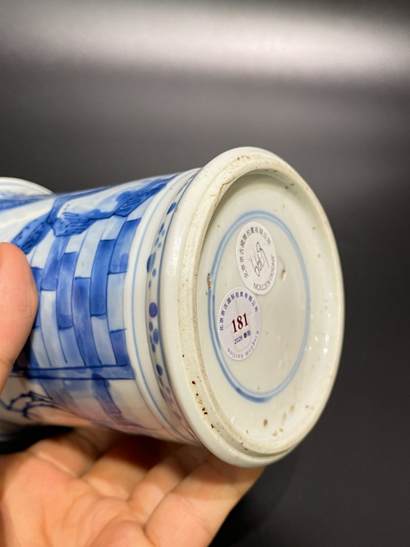 清康熙 青花山水亭阁图笔筒 - 图11