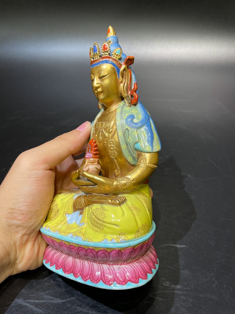 清乾隆 粉彩描金无量寿佛 - 图7