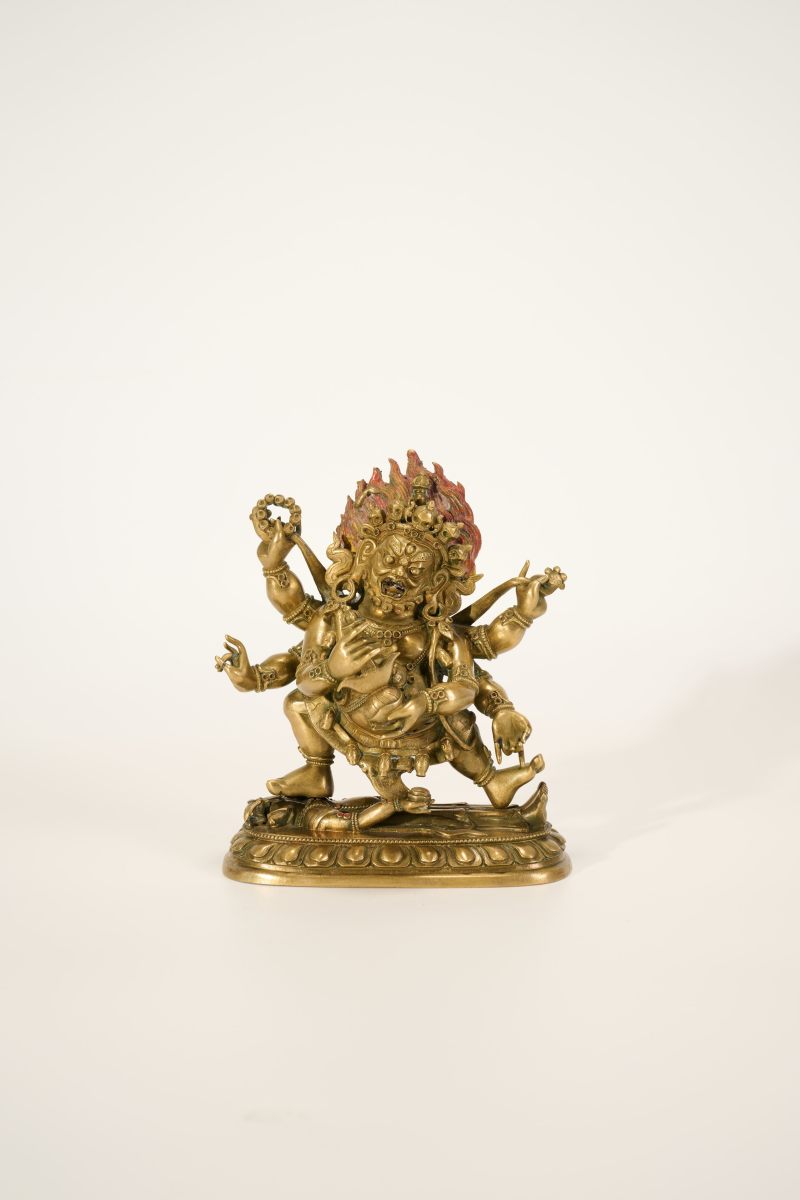 Lot930 清乾隆 铜鎏金大黑天像 - 图2