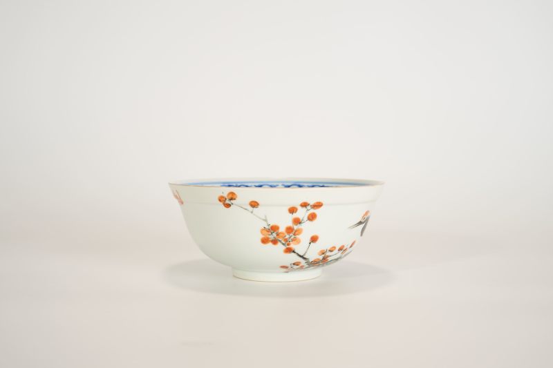 Lot839 清光绪 外粉彩内青花松鹤纹碗 - 图3