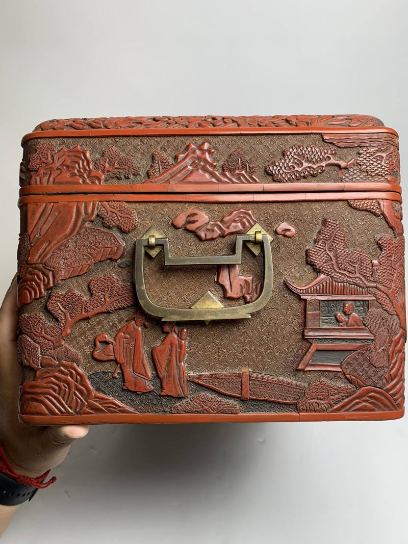 明 “黄成造”款剔红郭子仪祝寿图箱 - 图18