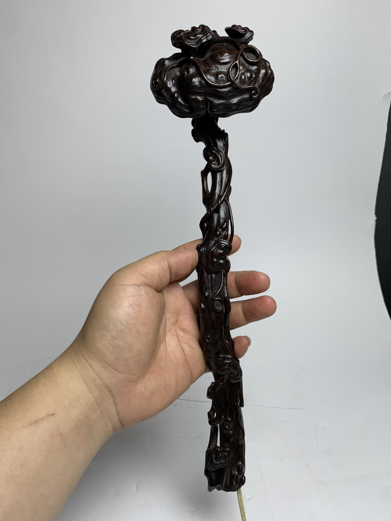 清 鸂鶒木灵芝如意摆件 - 图3