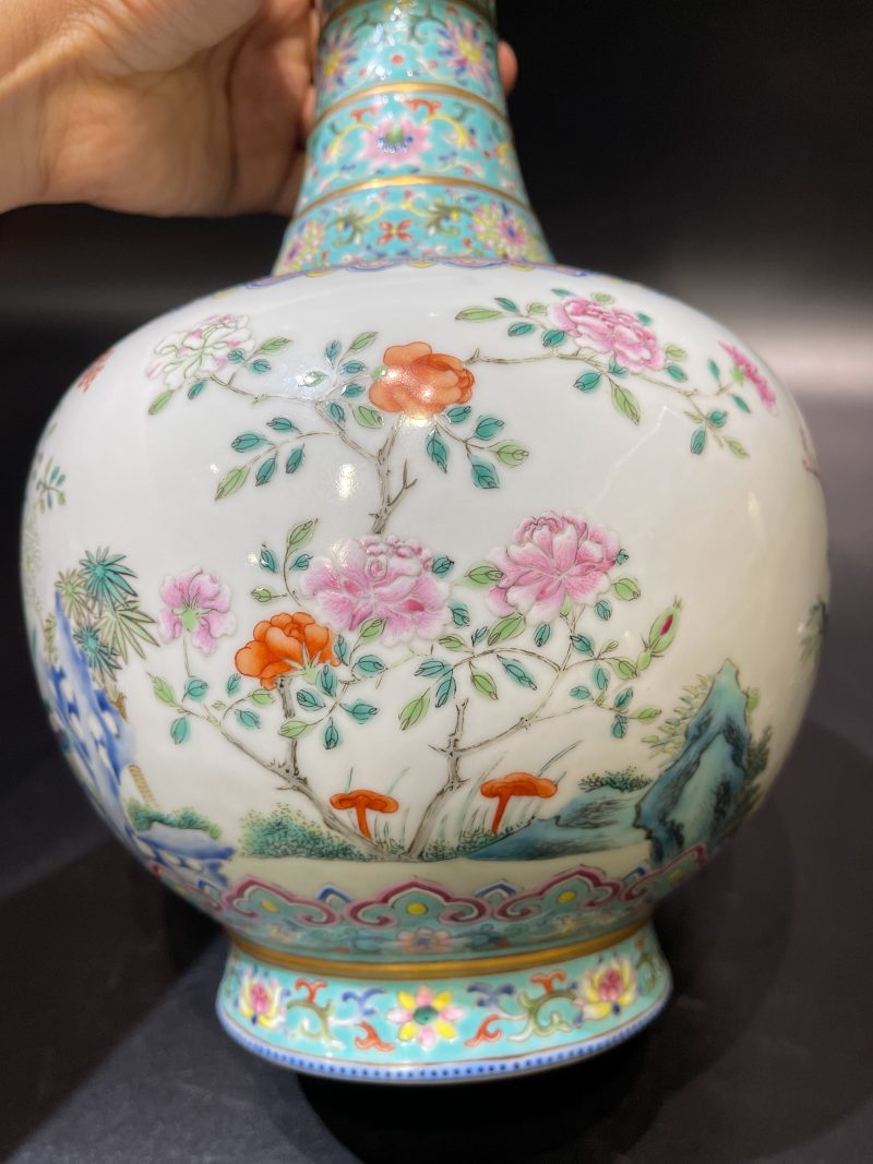 清嘉庆 翡翠地洋彩三羊开泰尊 - 图21